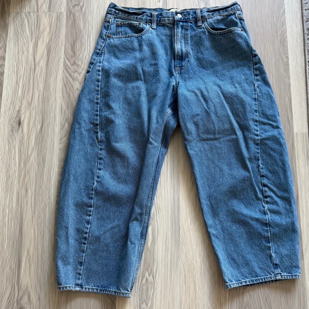 Abercrombie Curve Love Barrel Jeans - Blue 12S - Picture 2 of 3